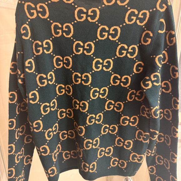 NEW with tags Gucci Green and Gold Monogram Sweater, Size Men’s Medium - Picture 8 of 8